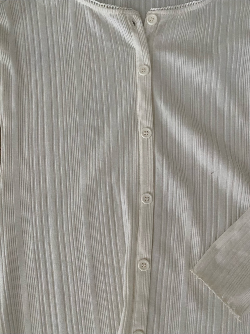 H&M Cream Ribbed Button-Front Long Sleeve Dress - Picture 4 of 6